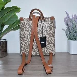 $228 NEW! DKNY BROWN MONOGRAM LOGO BRADEE BACKPACK Amazon.com | DKNY womens Handbags BACKPACK,MOCHA/CARAMEL  main image 3